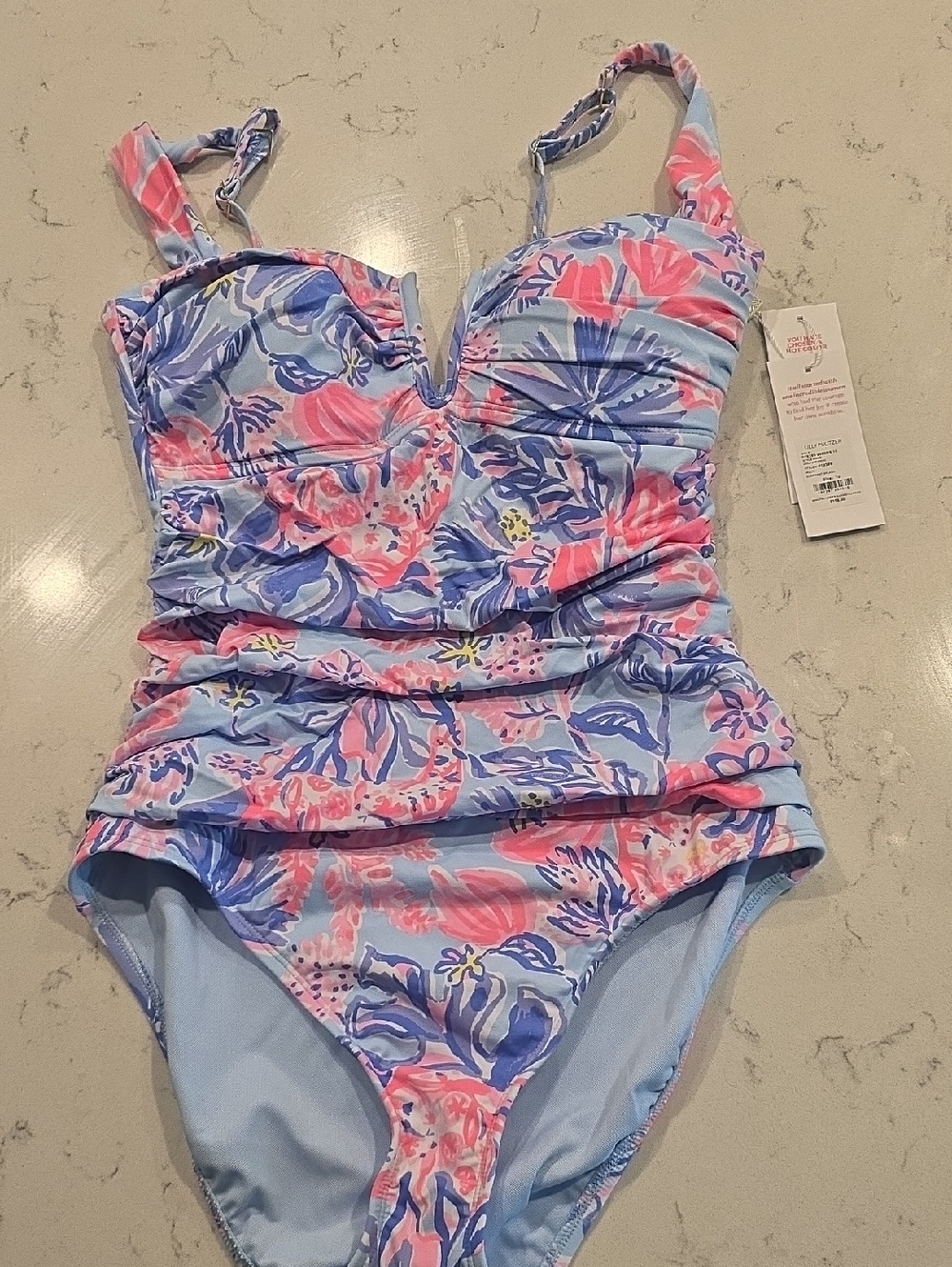 Lilly Pulitzer Women's Floral One-Piece Swimsuit in Pink & Light Blue